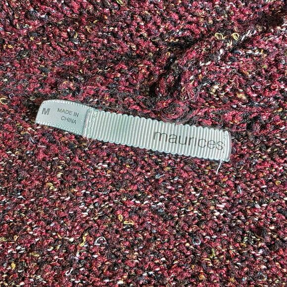 Maurices Burgundy Knit Hooded Cardigan Sweater Women’s Medium - Picture 6 of 8